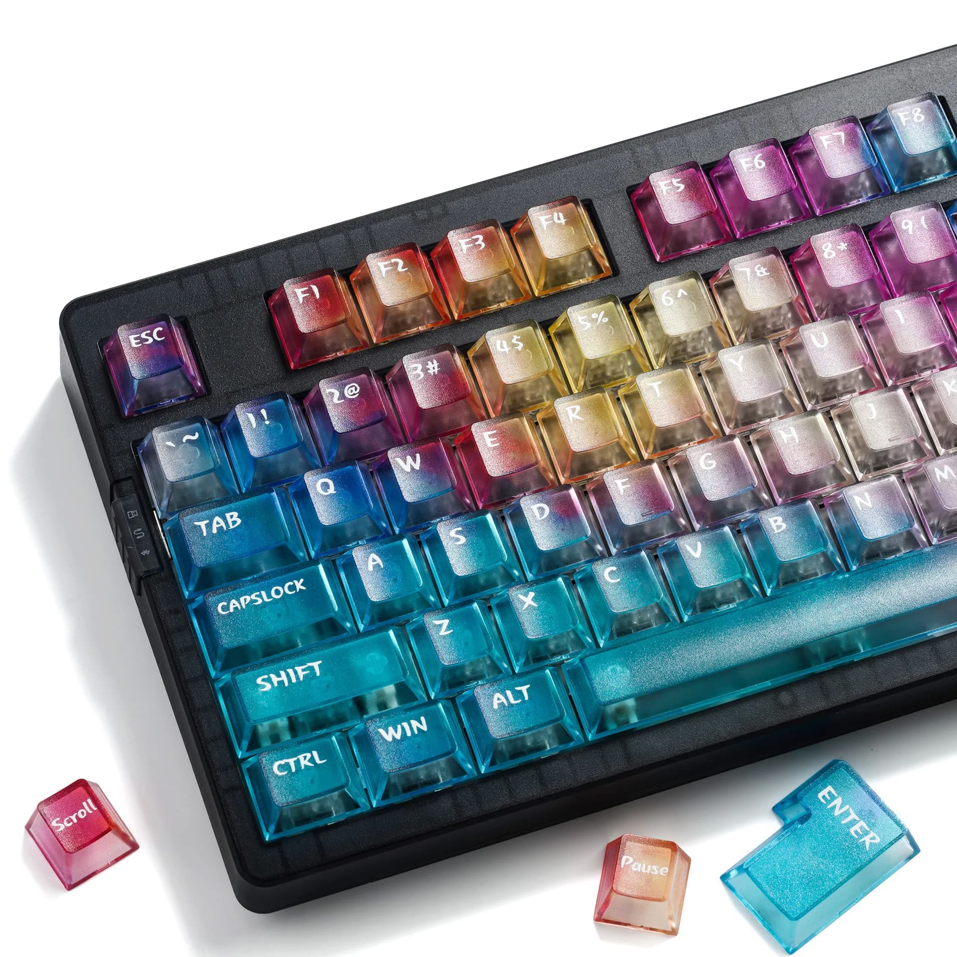Keycaps Colorati Sfumati Stile Afterglow, 5 Lati Satinati Traslucidi in PC, Profilo OEM, Stampa 3D per Tastiera Meccanica