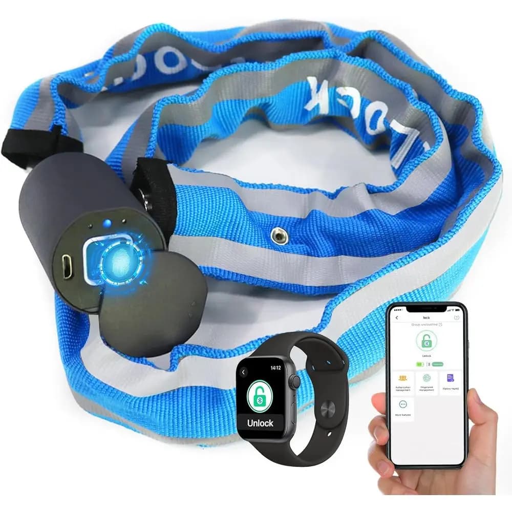 Lucchetto per Bicicletta con Impronta Digitale, Antifurto Resistente, Cavo di Sicurezza da 1 Metro con APP, Lucchetto Intelligente Impermeabile