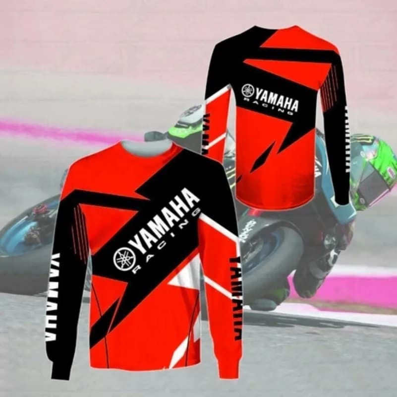 T-shirt Gialla a Maniche Lunghe Yamaha di Tendenza per la Primavera Estate 2026 - Abbigliamento Sportivo Casual da Moto per Uomo e Donna