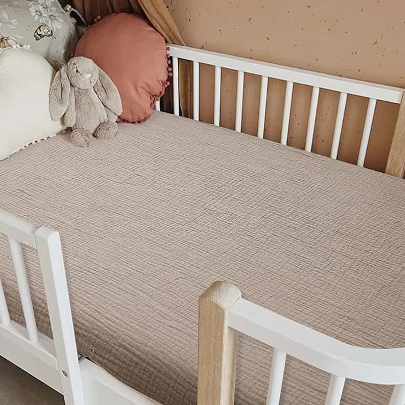 133*71*22 CM Baby bed linen with breathable cotton corners for crib mattress cover Set of soft bed linen for newborn baby in solid colour