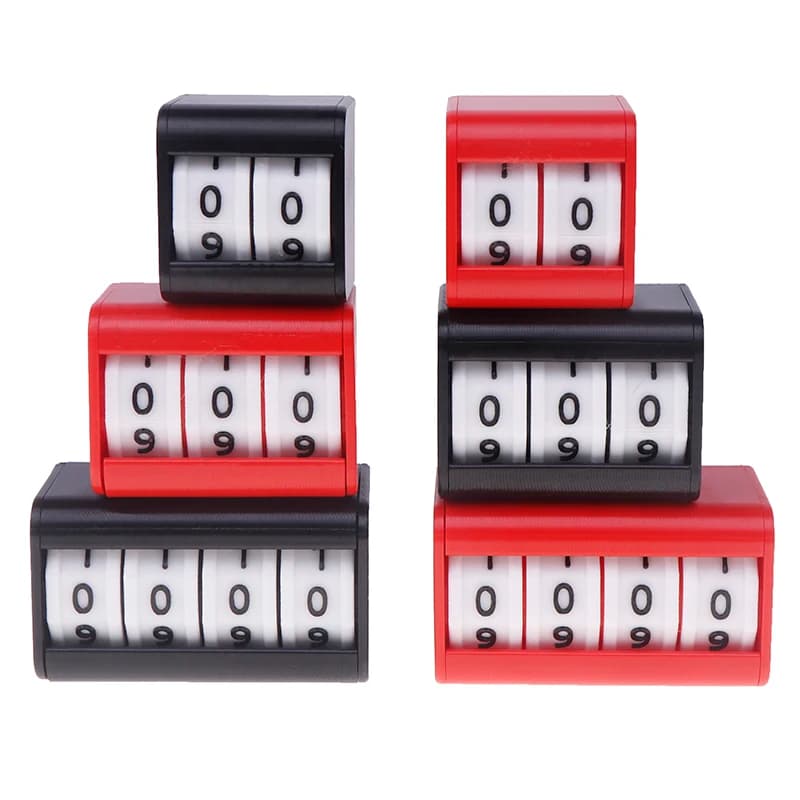 Contatori in plastica Contatore di punteggio del gioco da tavolo Dispositivo di punteggio del biliardino da tavolo Durata del contatore di punteggio del biliardo Aggiornamenti Nero/Rosso