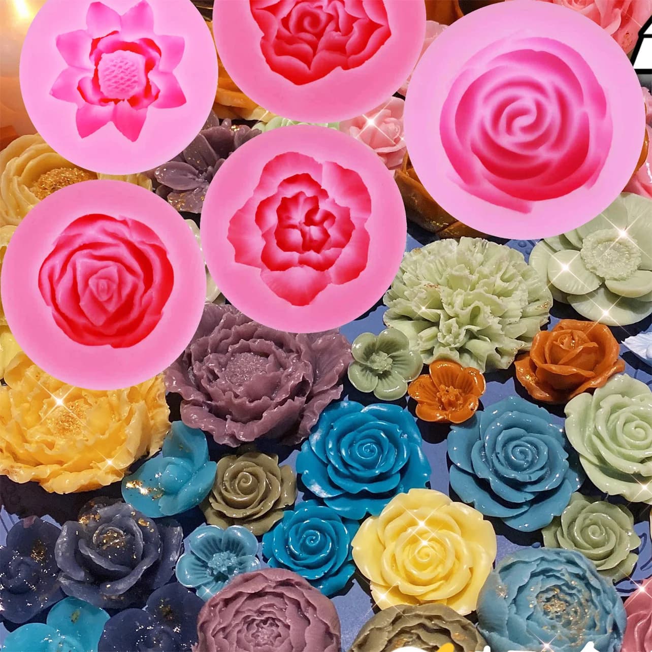 Rosa Margherita Dalia Stampo per cioccolato in silicone 3d Gelatina Biscotto di ghiaccio Lecca-lecca Gelatina Zucchero Cottura della torta Stampi pop Accessori per dolciumi
