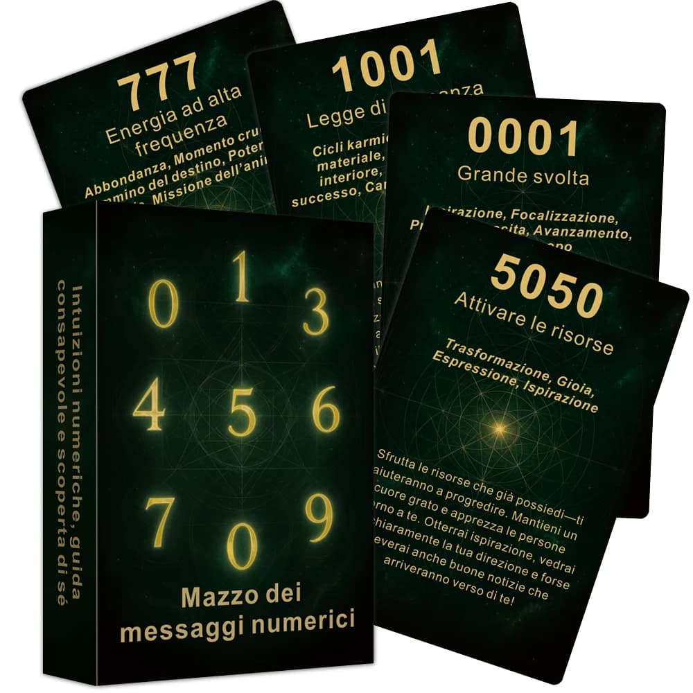 Mazzo Oracle italiano, 48 carte Oracle a tema numeri con parole chiave per la crescita e la riflessione personale, 12*8 cm