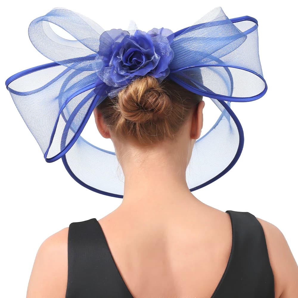 Cappello da fascinator in crinolina viola per donna Grande festa in chiesa Matrimonio Sposa Copricapo alla moda con fermagli per capelli Accessori per capelli