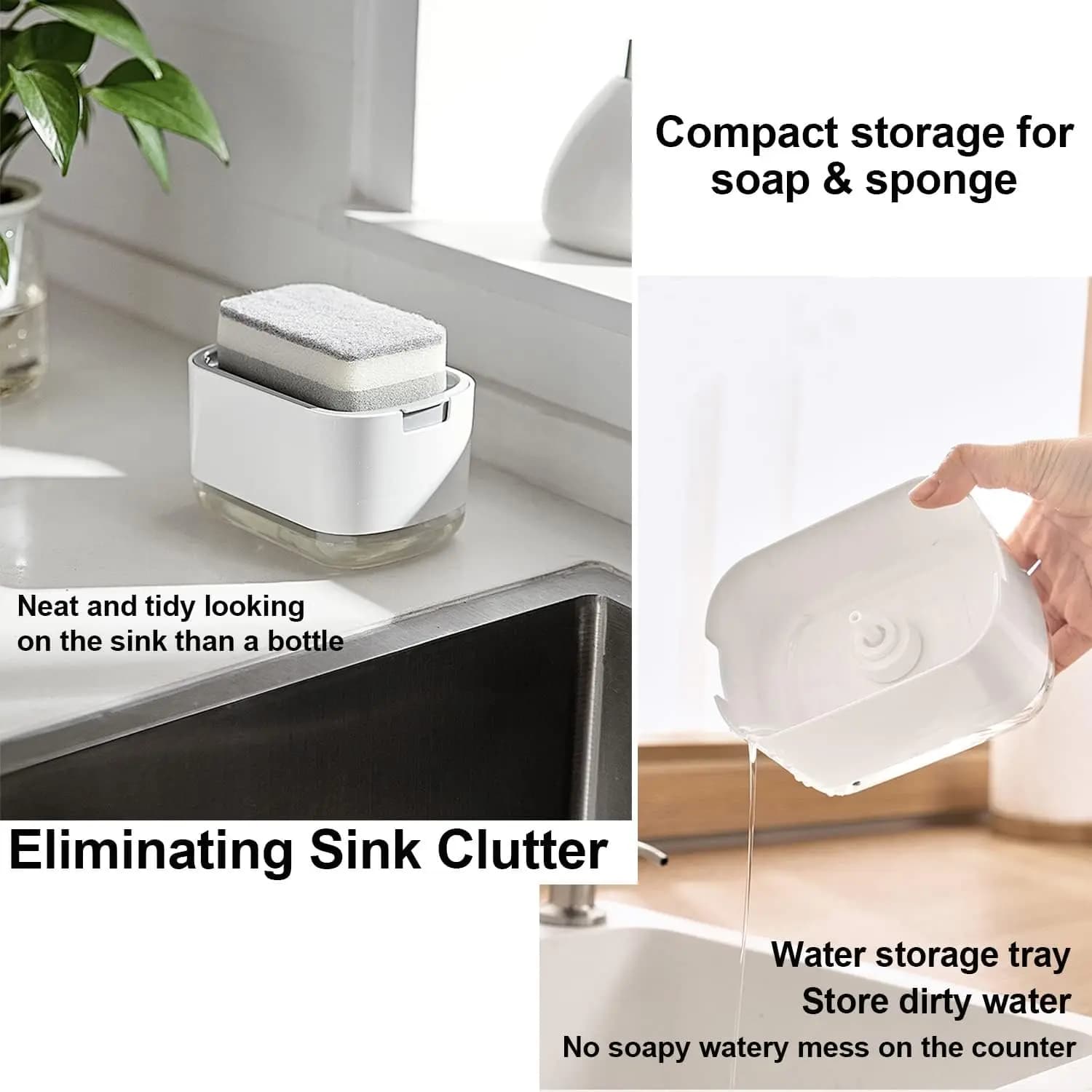 Manual Press Soap Dispenser Bottle for Liquid Soap Storage, Kitchen Countertop Sponge Soap Dispenser, Kitchen Sponge Dispenser,