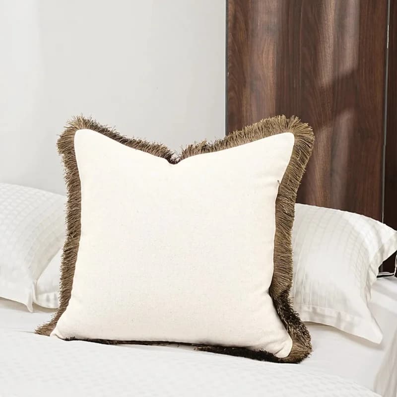 Federa per cuscino con nappa avorio moderna di lusso 48x48 fodera per cuscino decorativa per divano sedia decorazioni per la casa