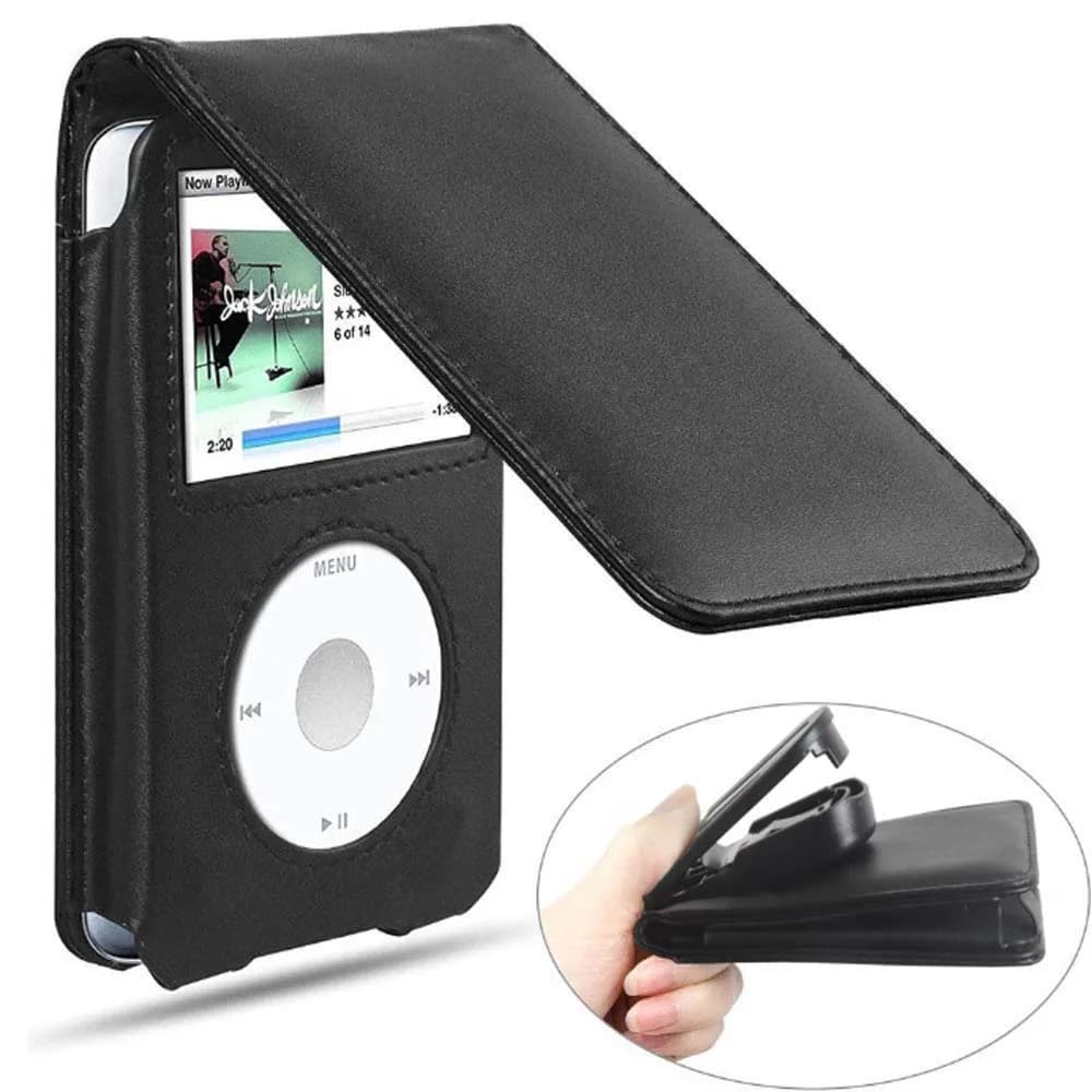 Leather protective case for Apple iPod Classic 6th 7th 80GB 120GB Subtile 160GB iPod Video 30GB with belt clip (1.5 mm thick)