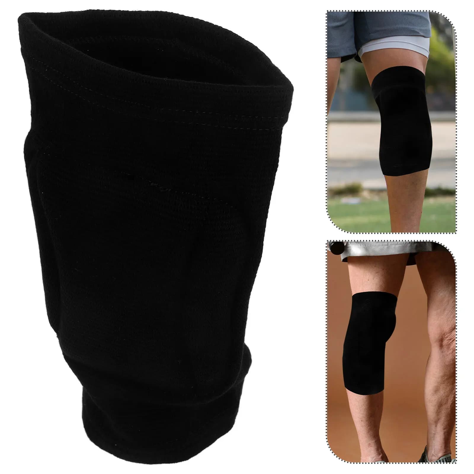 Protezioni per Ginocchia con Cuscinetti in Spugna Eva Rinforzati, Supporto per Pallavolo, Danza, Pattinaggio a Rotelle, Fascia per Rotula, Nero