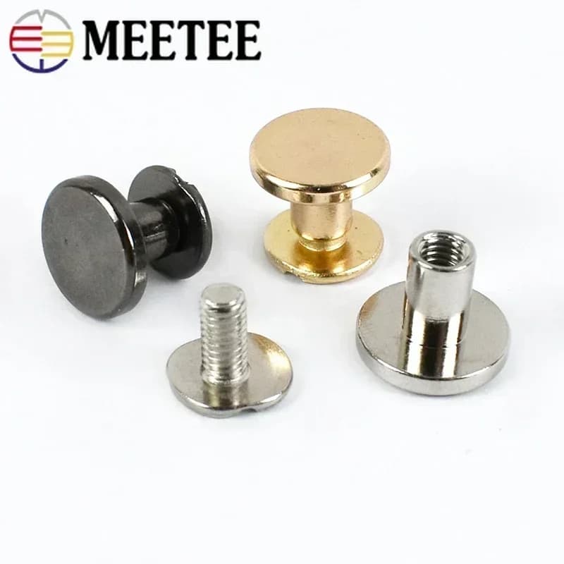 30 Pz Meetee 5-8mm Viti a testa piatta Chiodo per gambe del sacchetto Notebook Rilegatura Rivetto in metallo Rivetti per cintura Fibbia Accessori hardware fai da te