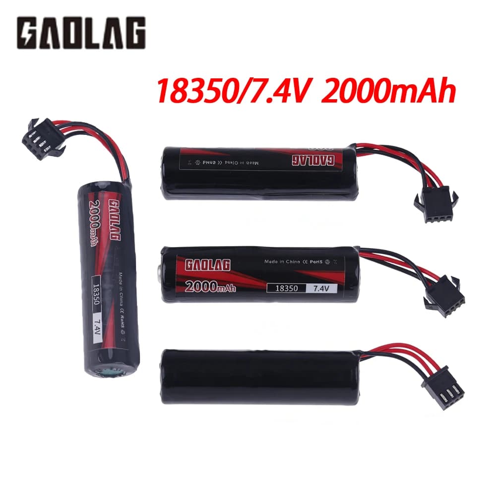 Batteria al Litio Ricaricabile 18350 7.4V 2000mAh per Droni RC, Elicotteri e Quadricotteri