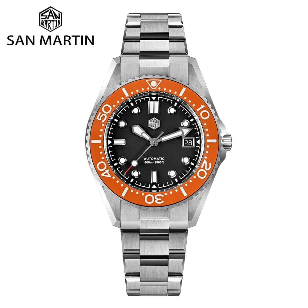 San Martin 41mm Luxury Men Sport Diver Watch ST2130 Automatic Mechanical Watches 600m Sapphire Glass Helium Escape Valve SN0036