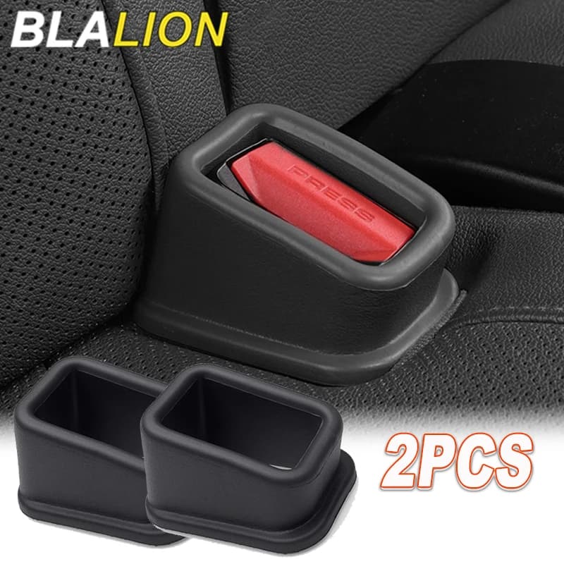 BLALION 2PCS Car Seat Belt Slot Fixer Safety Belts Lock Buckle Fixing Anti-Slip Silicone Holder Auto Interior Decor Accessories