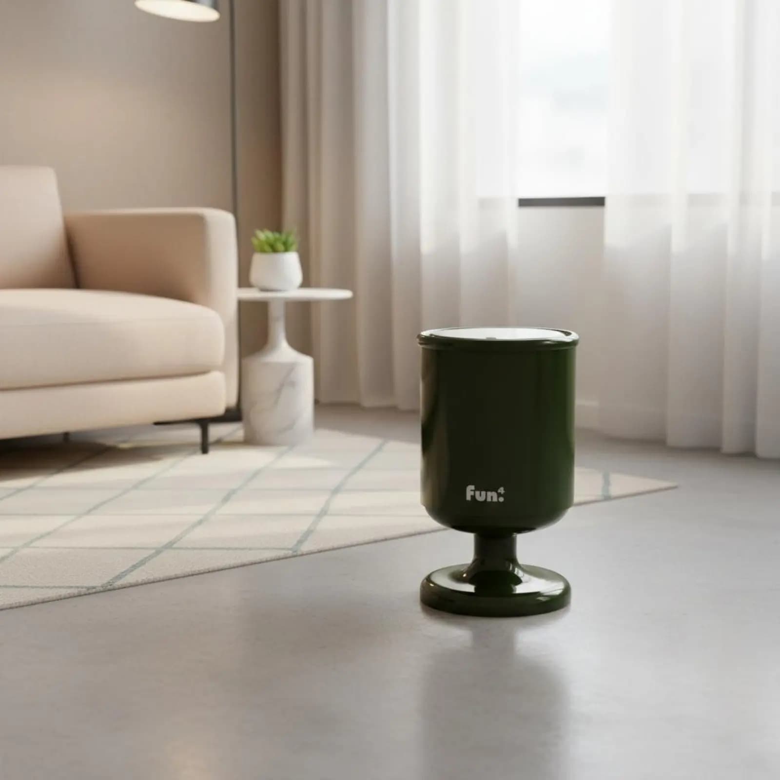 Cestino a forma di calice dal design decorativo, con piedistallo e coperchio a pressione, in materiale rinforzato per soggiorno