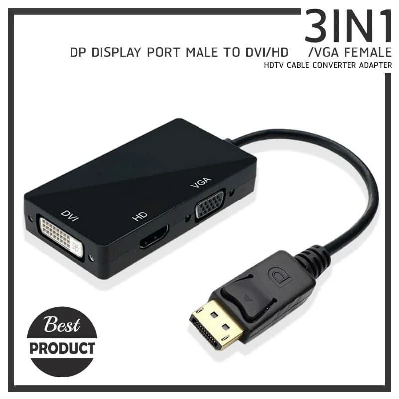 Porta display hub USB Dp a HD DVI VGA maschio a femmina Cavo di conversione adattatore tre in uno OTG