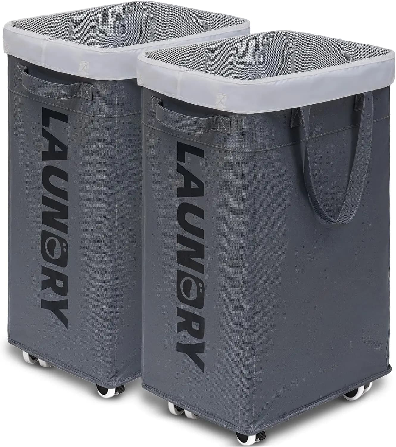 Set of 2 baskets for 75L Folders with Wheels, Removable Washable Bags, Angle Containers Grigi for Dormitory