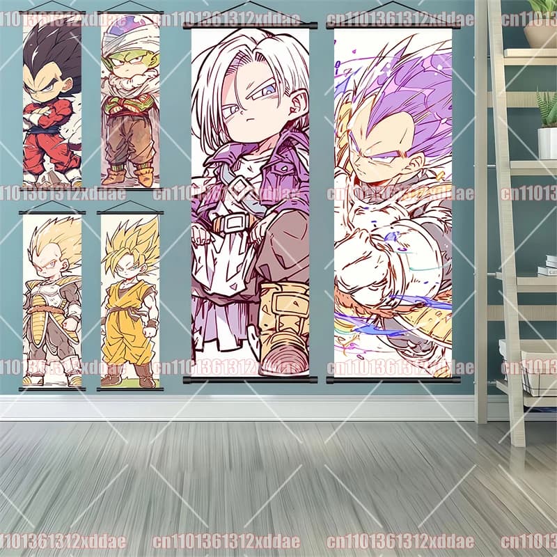 Dragon Ball Anime Scroll Painting Living Room Bedroom Wall Decoration Art Poster Goku Vegeta Broly Piccolo Fan Collection Gift