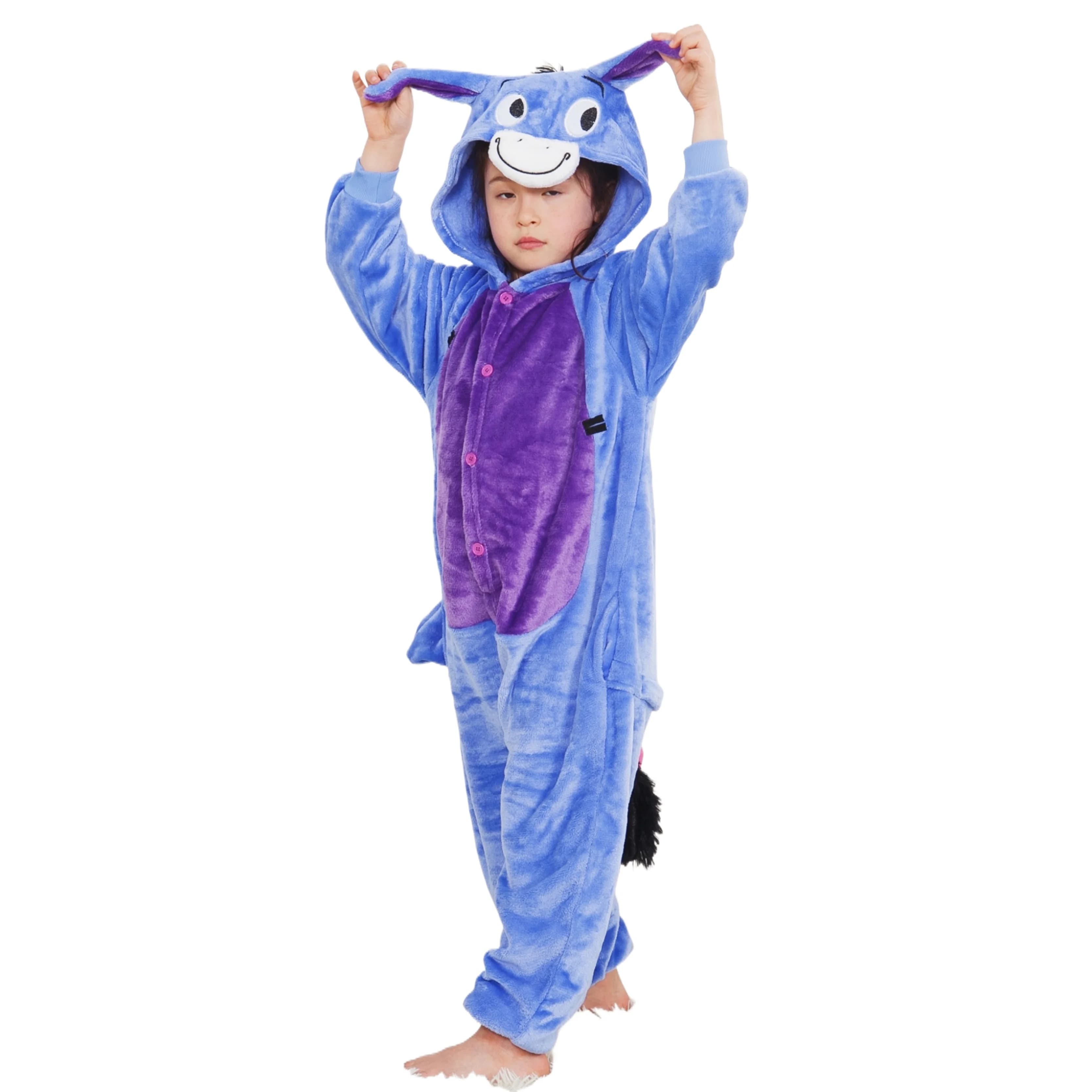 Tute da notte intere per bambini Bambini Asino Flanella Pigiama animale cartone animato Costumi di tute per spettacoli natalizi di Halloween