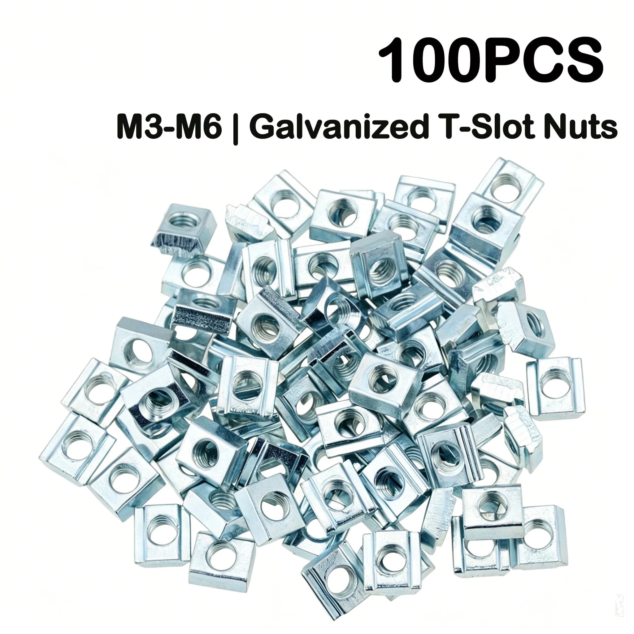 100 Pezzi Dadi a T Zincati M3 M4 M5 M6 per Profili in Alluminio Serie 20