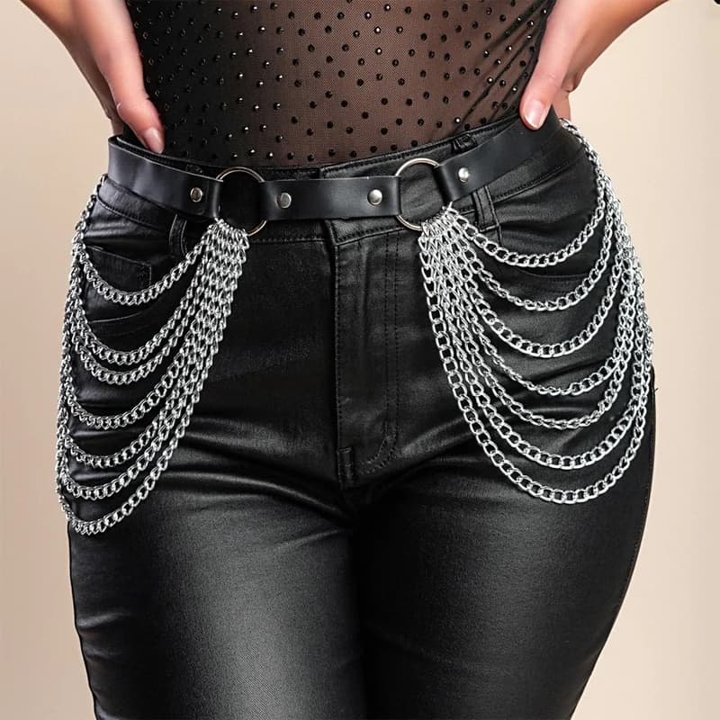 Women Fashion Belt Street Style for Women Cool Punk Rock Pu Leather Belt With Leg Jeans Decorative Belt Goth Clothing Accessorie