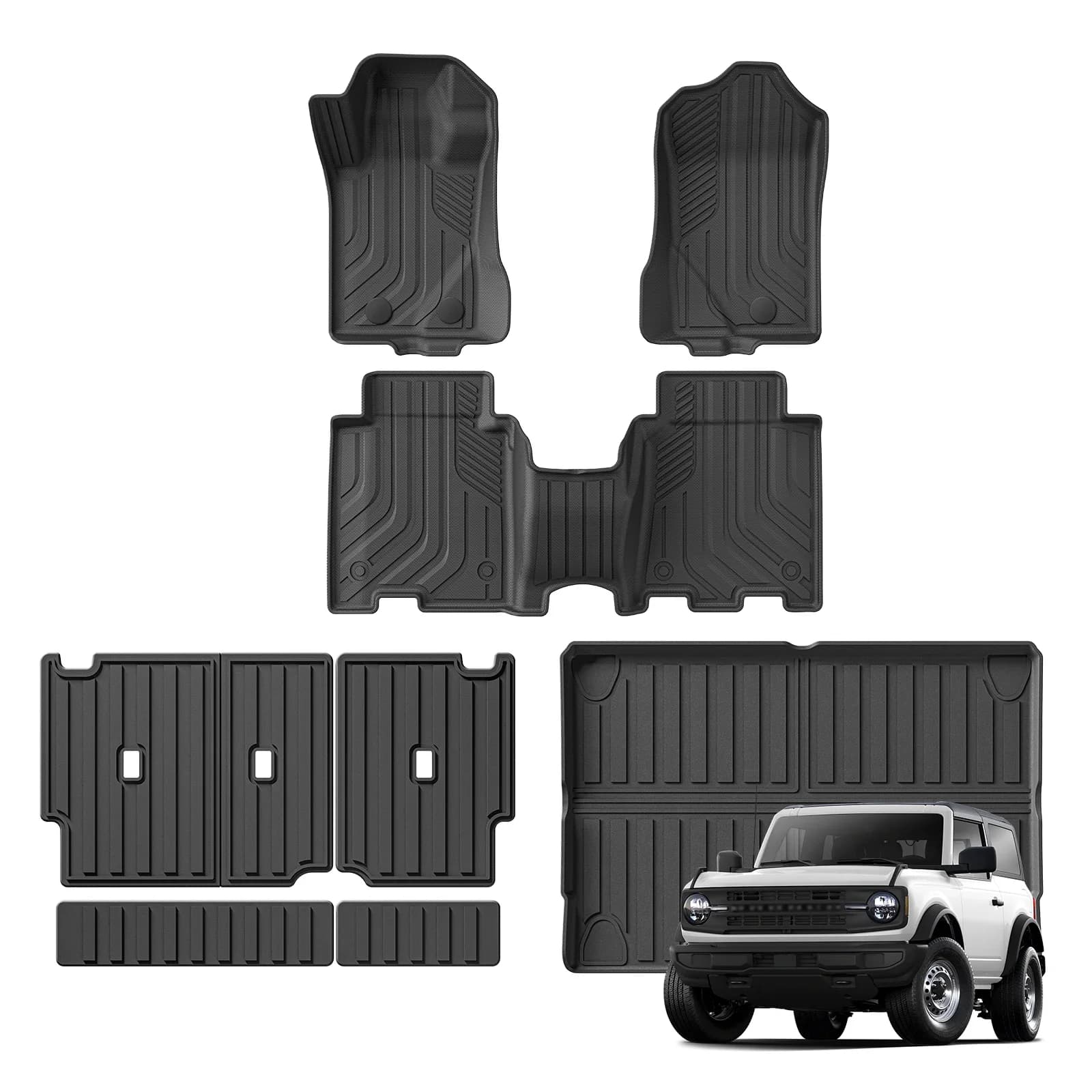 Per Ford Bronco 4 porte 2021-2024 Tappetino per bagagliaio per auto TPE Tappetini per auto All Weather Tronco posteriore Pad Cargo Liner Sedile posteriore Anti Dirty Pa