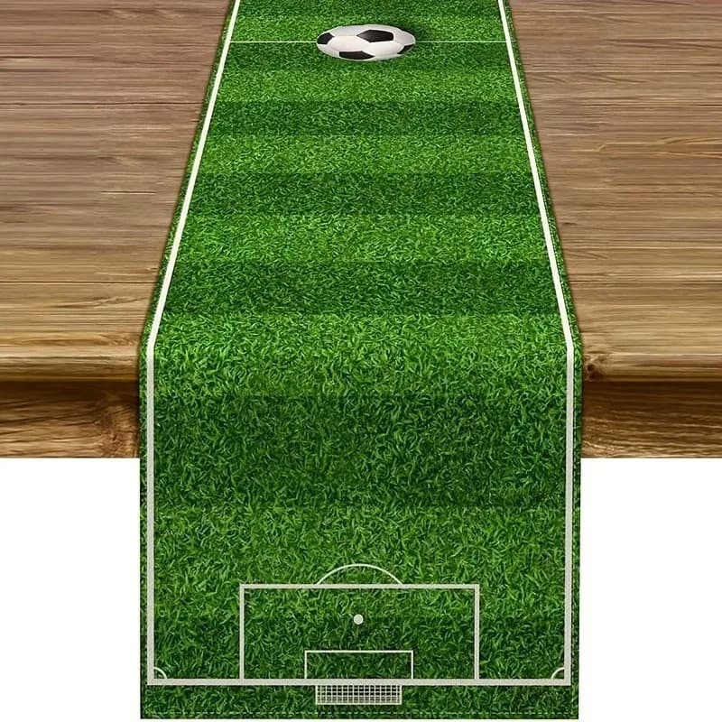 Table Runner Soccer Field - Green Decoration Birthday Party Grass to Theme World Cup and Lunch Tables