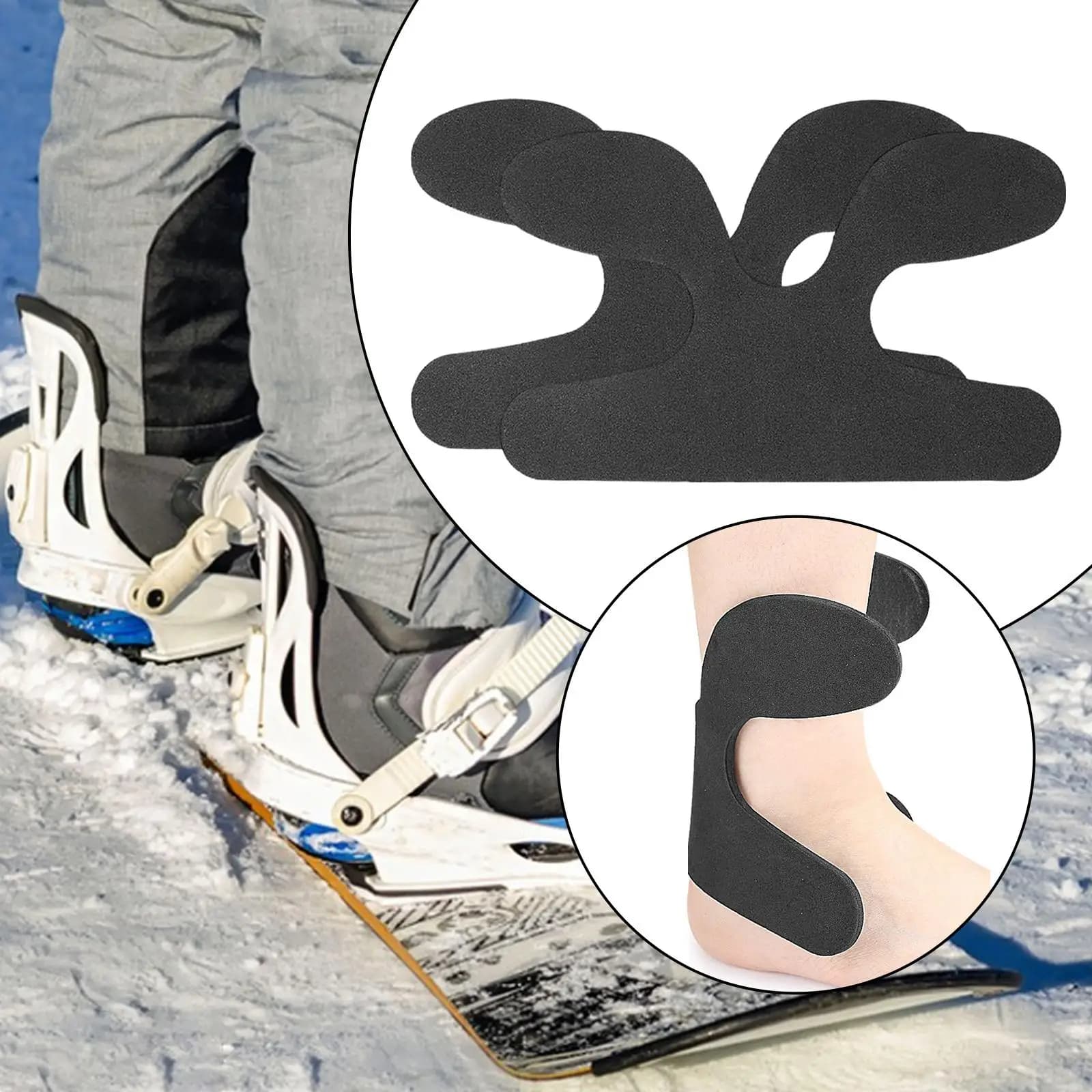 EVA Ski Boot Ankle Wrap Pads Strong Adhesion Curved Cushion Protector Ski Boot Accessories for Snowboard Ankle Support