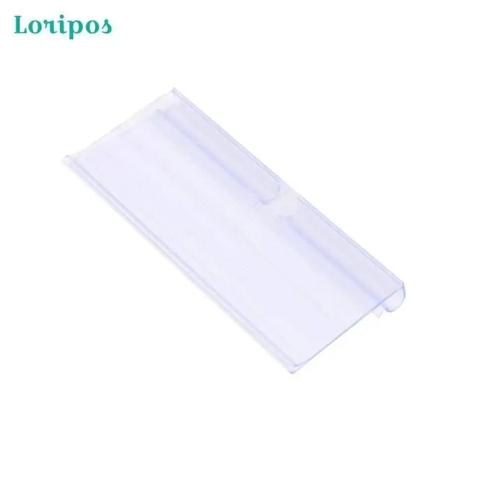 100 pz 10X4 CM Supporto per Display in Plastica Trasparente Doppio Gancio Scaffale in Filo Cartellino del Prezzo al dettaglio Etichetta Rack Merchandise Segno Supporto per Carta
