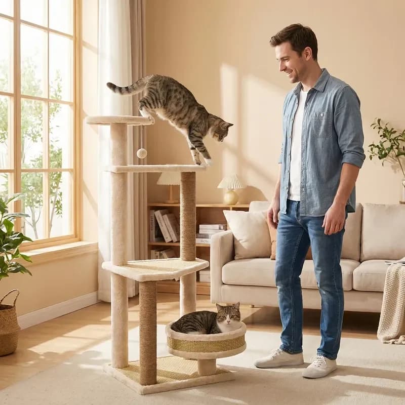 Cat Climbing Frame & House Integrated Scratching Post Jumping Platform Shelf Large Cat Toy MT25/MT24/MT23 Cross-Border