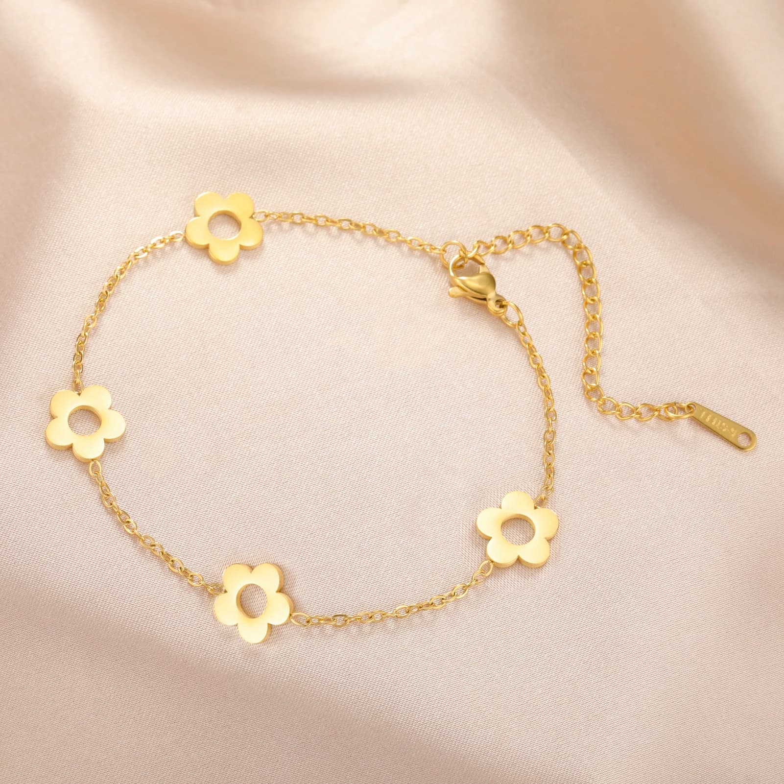 Braccialetto a Quadrifoglio per Donne e Ragazze, in Acciaio Inossidabile, Gioiello Portafortuna a Cinque Foglie, Regalo