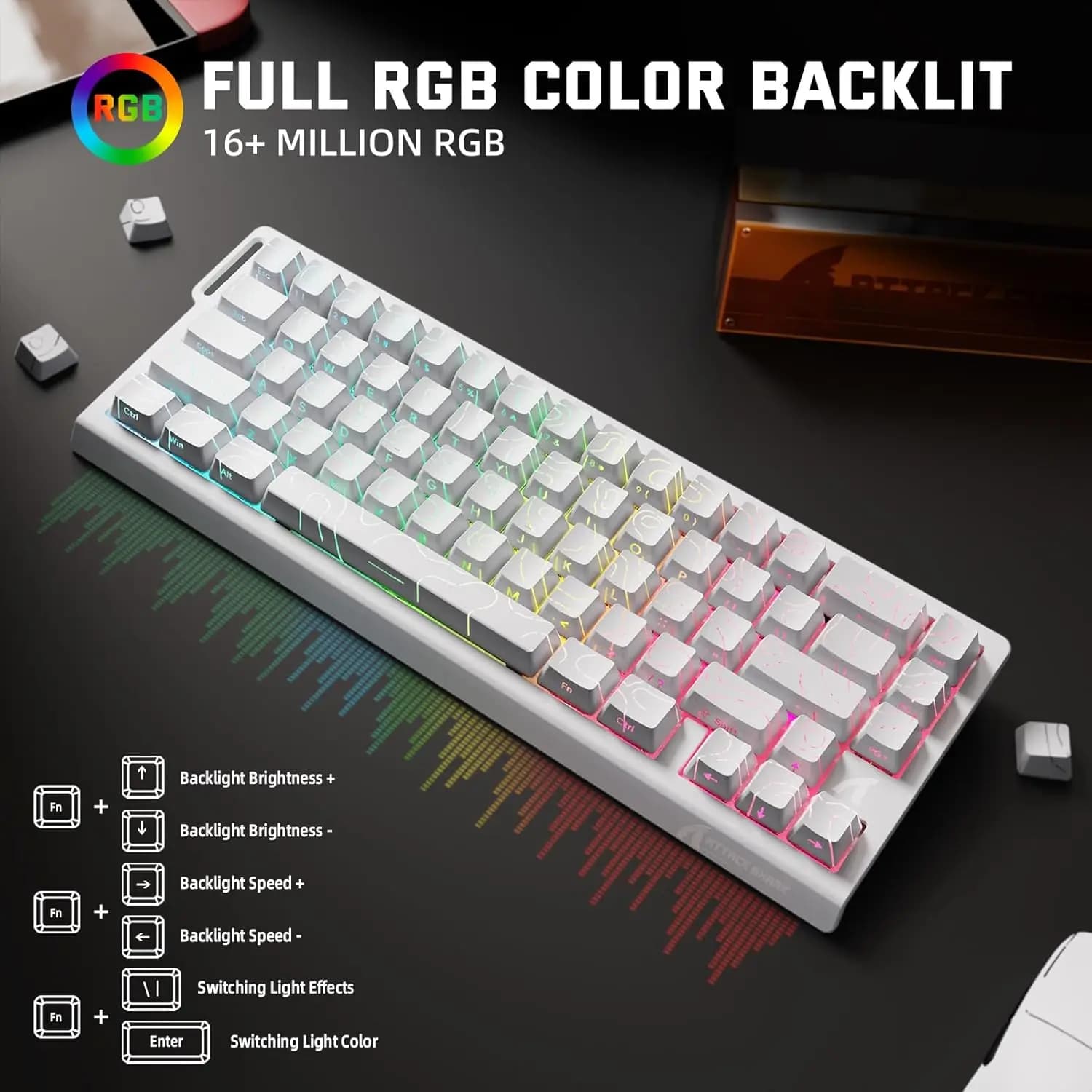 ATTACK SHARK X68 PRO HE Tastiera da gioco wireless con trigger rapido con attuazione regolabile, frequenza di pollitazione 8K, effetto Hall