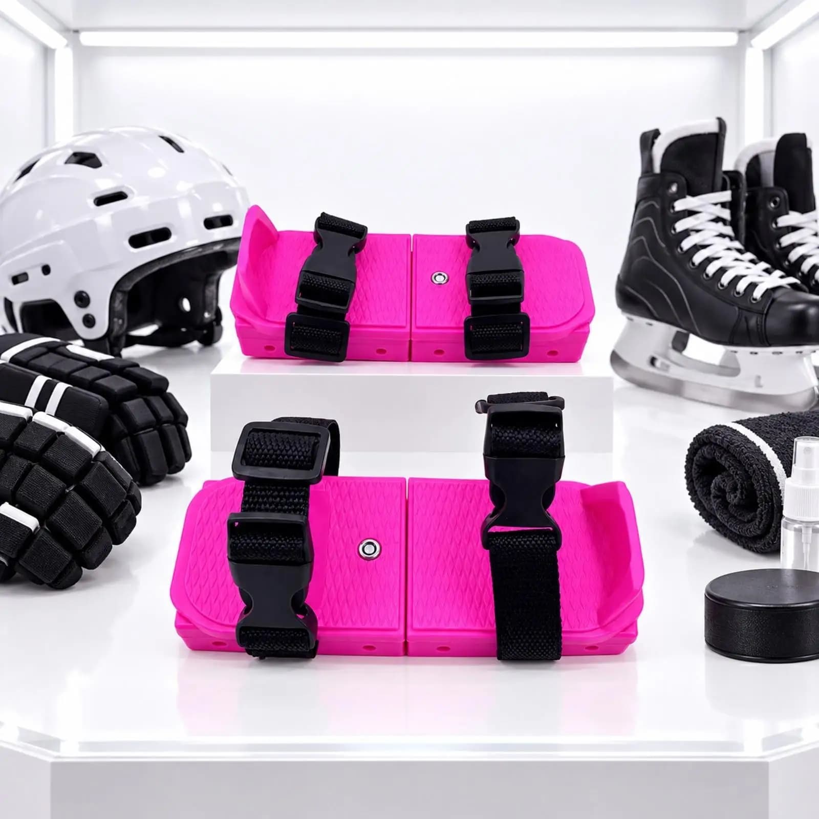 Beginner Kids Training Skate Adjustable Two Runner Ice Skate for Children with Textured Foot Platform and Secure Buckle Straps