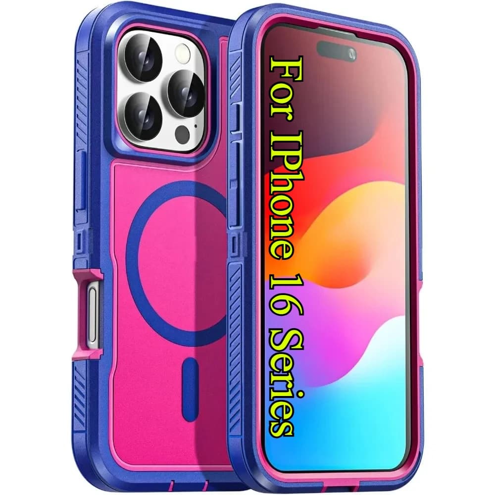Custodia con armatura magnetica Ott di lusso per IPhone 16 15 14 13 12 11 Pro Max Plus Custodia protettiva resistente con ricarica Mag-Safe antiurto