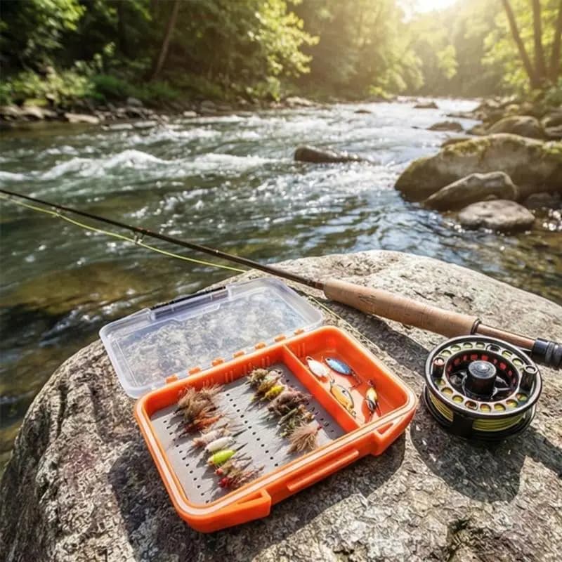 U2JB Tasche Scatola per pesca a mosca Scatola per attrezzatura da pesca in plastica impermeabile Scatola per attrezzatura da per
