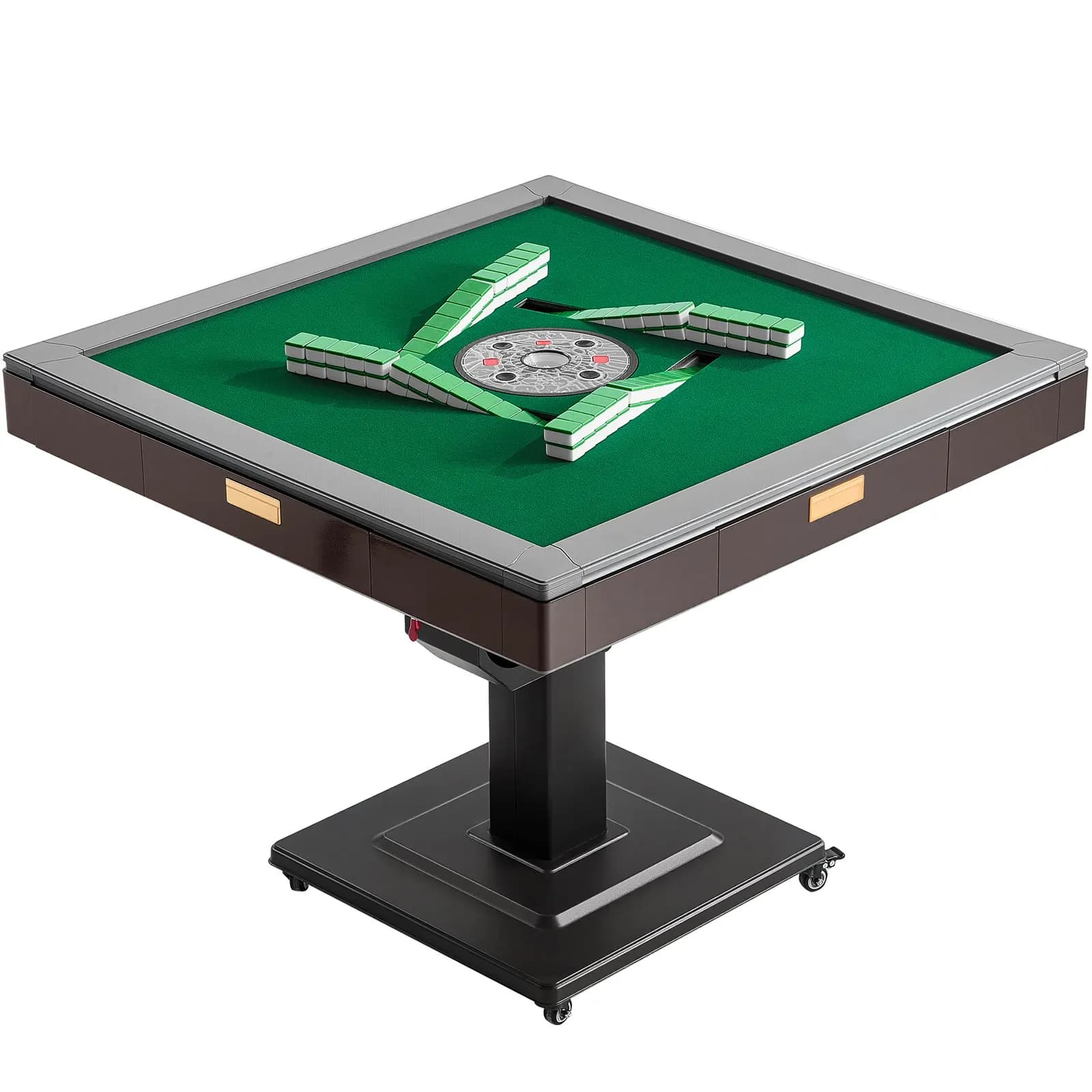 Tavolo da Mahjong Automatico con Ruote, 2 Set di Tessere da 40 mm (164 Pezzi), Tavolo da Mahjong Stile Montagne Russe, Pieghevole e