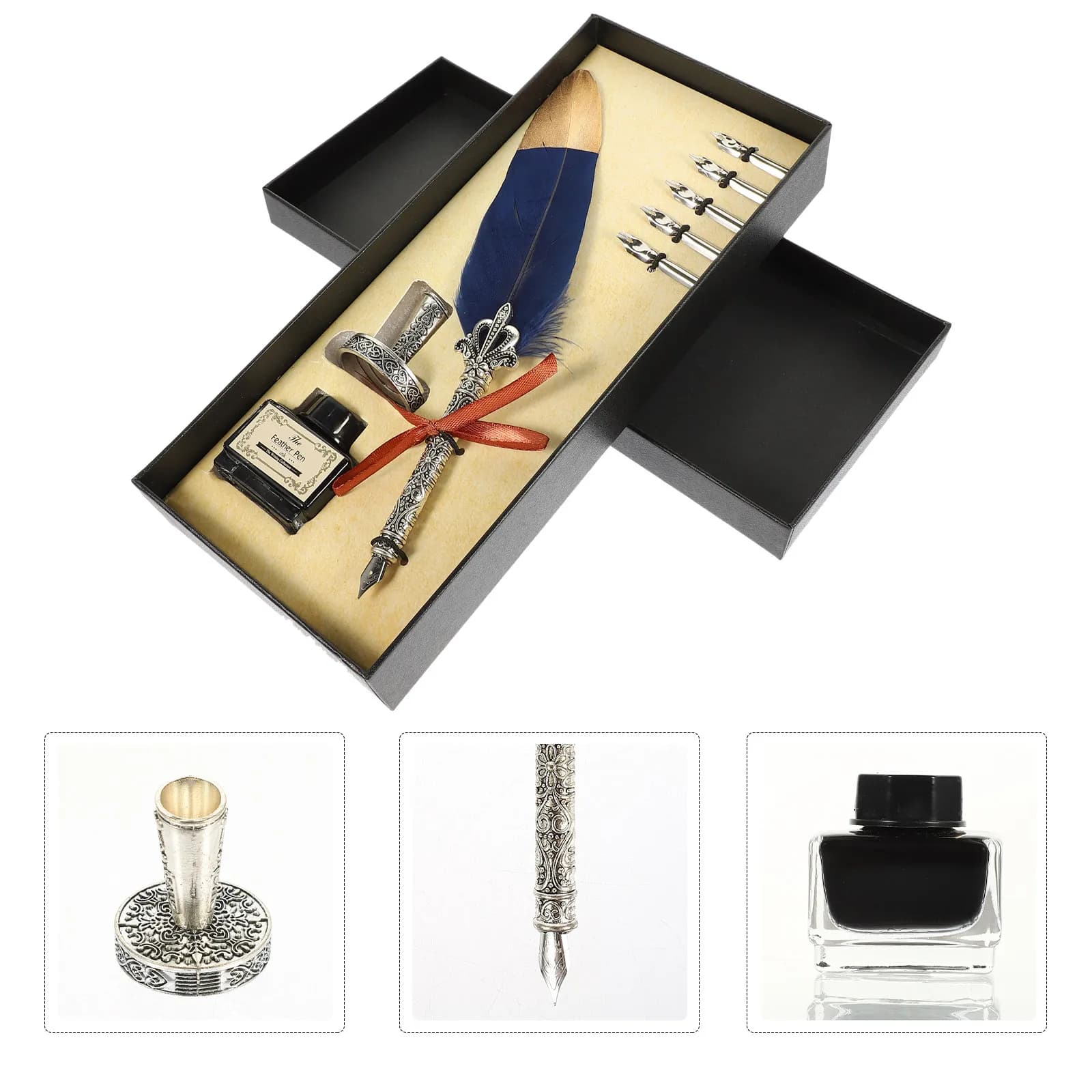 1Set Vintage Style Quill Kit Elegant Dip Pen Set for Calligraphy Essays Student Stationery Creative Writing Birthday