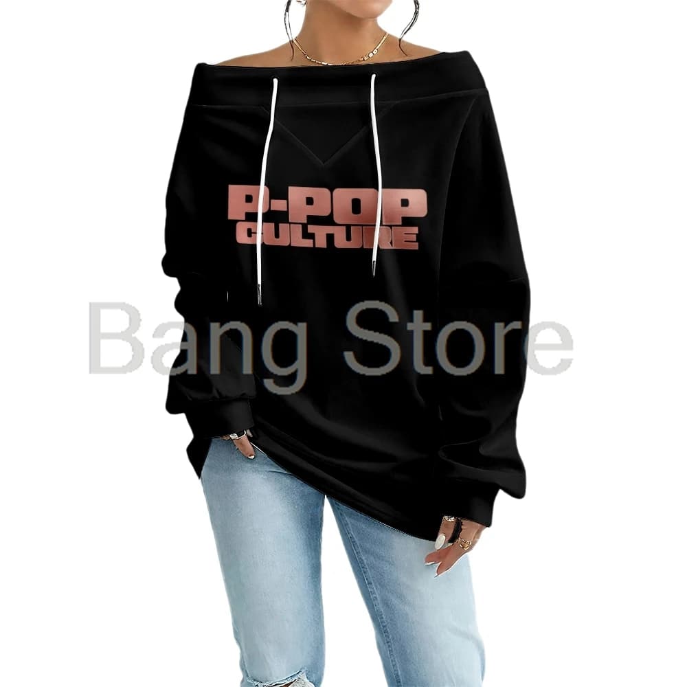Karan Aujla Merch P-Pop Culture Felpa con scollo a barca da donna Manica lunga Abbigliamento casual streetwear ‌
