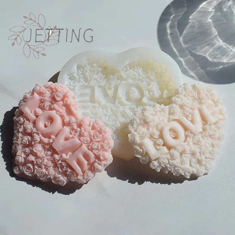 Stampo in Silicone a Forma di Cuore con Rosa, Strumento per Realizzare Candele, Gesso, Cioccolato, Ghiaccio, Decorazione, Regalo per San Valentino