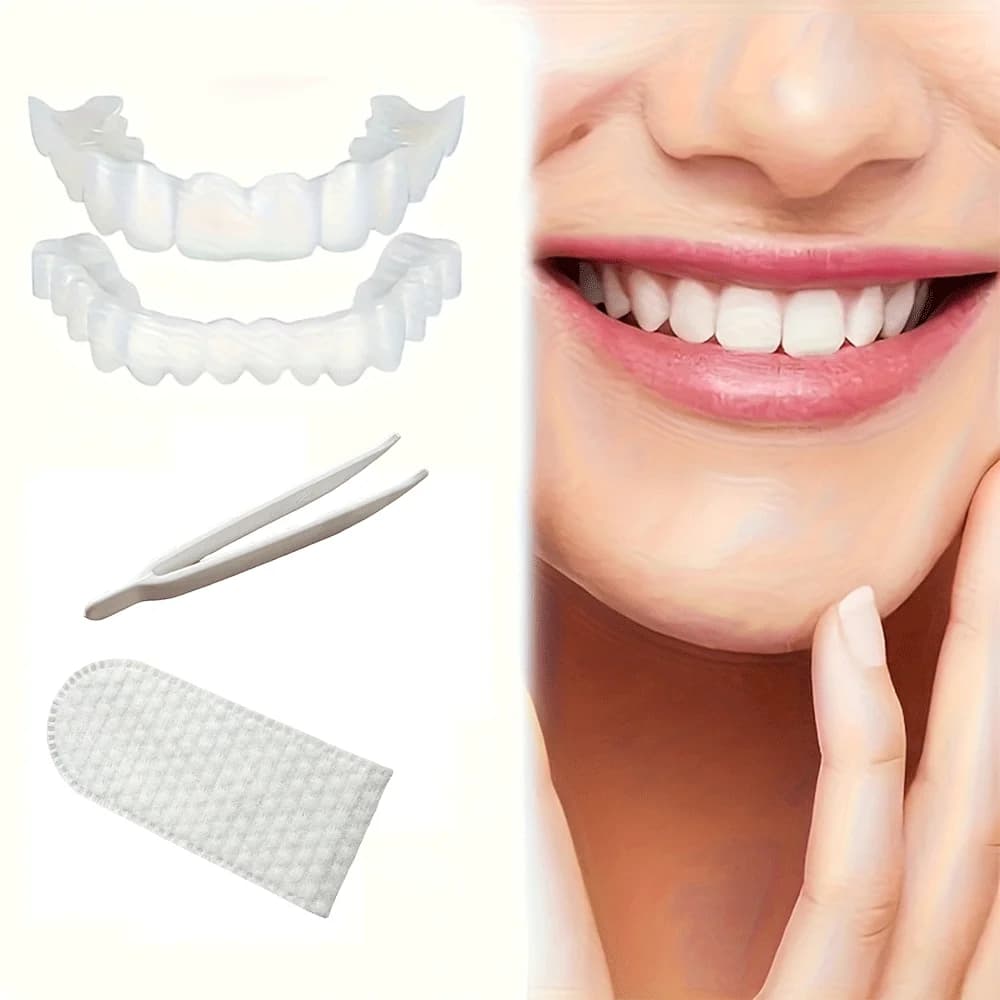 Copertura per Denti Finti Temporanea Riutilizzabile, Faccette Dentali Flessibili per Sorriso Istantaneo, Facili da Indossare e Pulire, Protesi Sbiancanti H2931