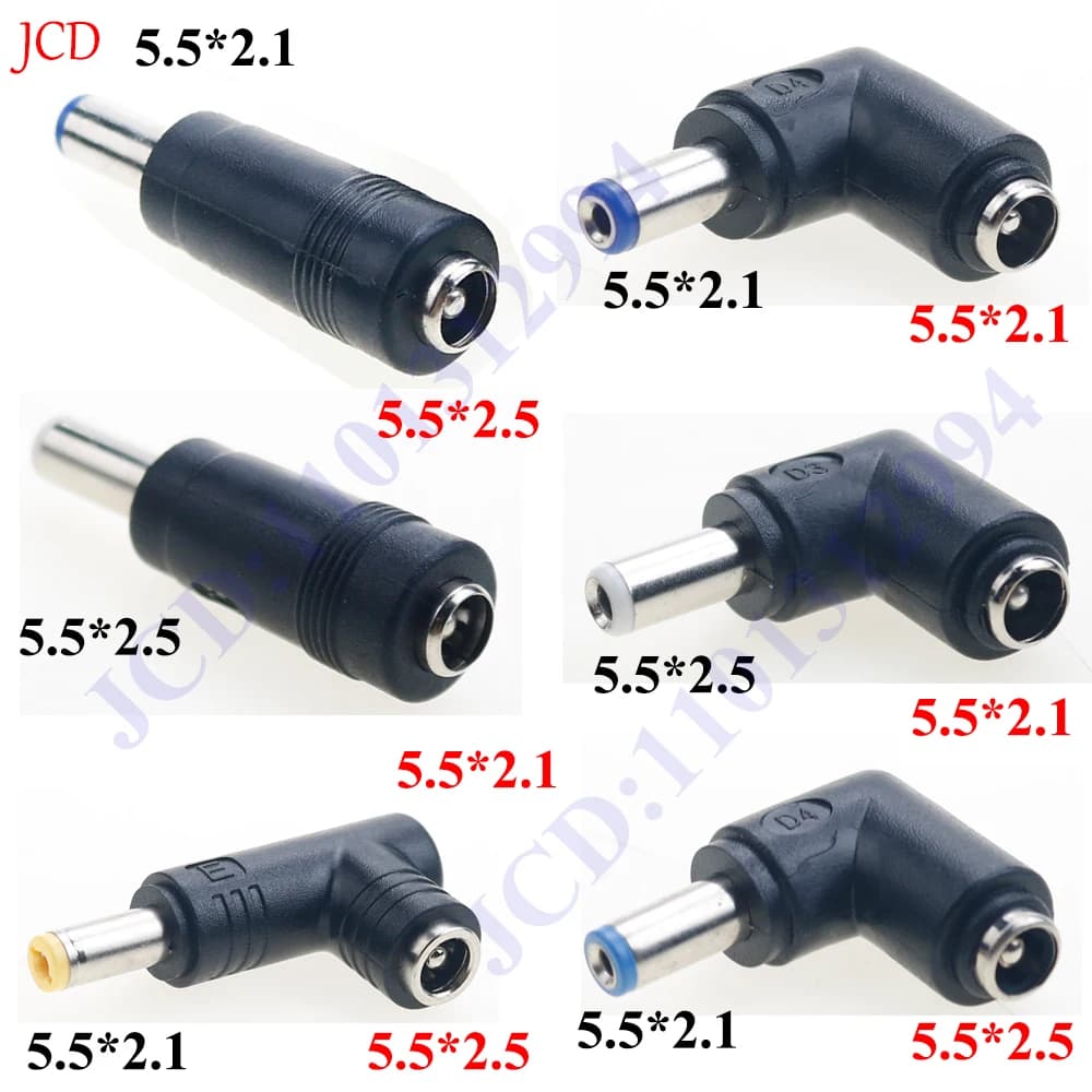1 Piece Connector For DC Power Adapter Connector Plug Conversion Head Jack Female Socket 5.5*2.5/2.1mm Turn to Male 5.5*2.1/2.5m