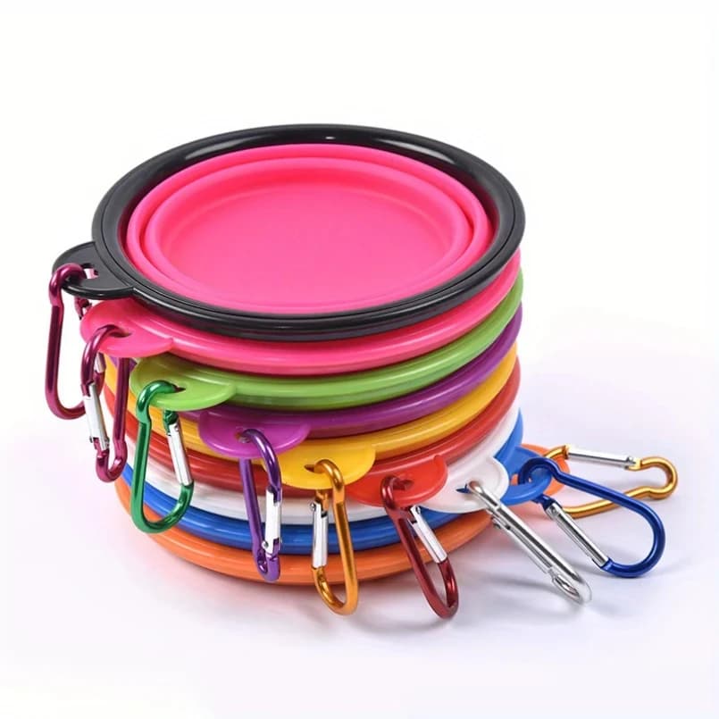 Ciotola pieghevole per cani Ciotola da viaggio portatile per cani Ciotola per acqua per cibo per cani per passeggiate all'aperto Ciotola per acqua per cibo per cani in silicone con labbro della ciotola