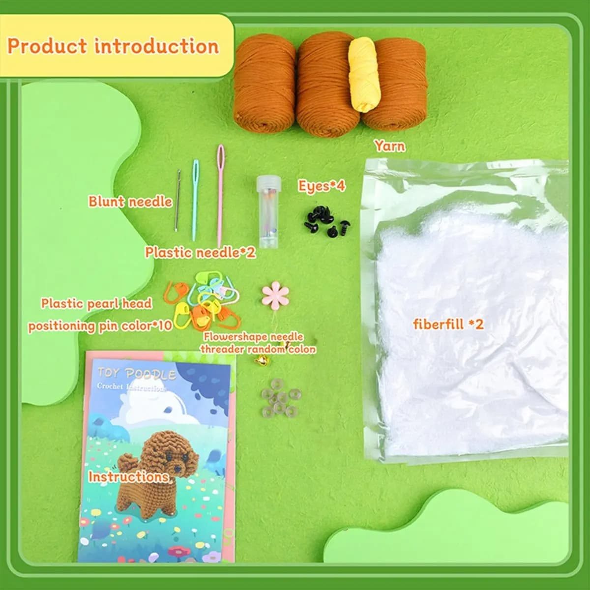 *HOPE Kit all'uncinetto Kit all'uncinetto per cani Teddy fai-da-te con aghi per filati da maglia Bambola di peluche Facile per principianti Include un gancio per filati sufficiente