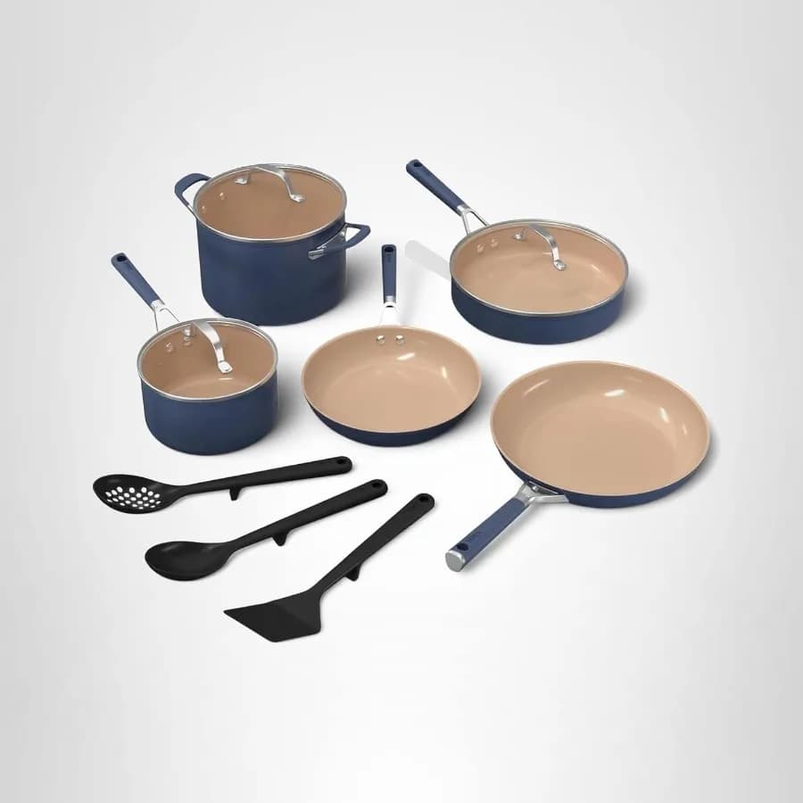 Set di pentole in ceramica Set di pentole da cucina da 11 pezzi a vita estesa con impugnatura comoda Padelle antiaderenti Pentole Forno senza PTFE Piatto