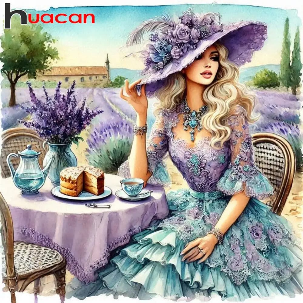 Huacan New Diamond Embroidery Mosaic Woman Portrait Home Decoration 5D Diy Flower Diamond Painting Kits Craft Kit