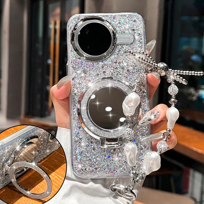 Custodia Bling Stand per POCO F7 pro F7ultra Custodia ad anello antiurto per POCO F7 Ultra X7 Pro F 7pro Custodia con braccialetto Moda donna