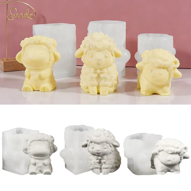Stampo in Silicone 3D a Forma di Agnello Cartone Animato per Candele Aromaterapiche, Sapone, Resina, Gesso, Ornamenti, Regali Fatti a Mano, Decorazioni Calde per la Casa - Vendita Calda