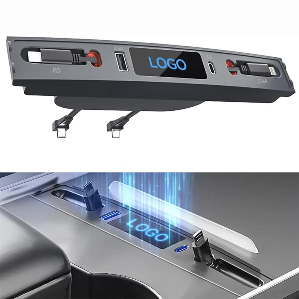 Docking station hub retractable Docking station central console USB Hub fast charger with cable adapter for Tesla model Y model 3