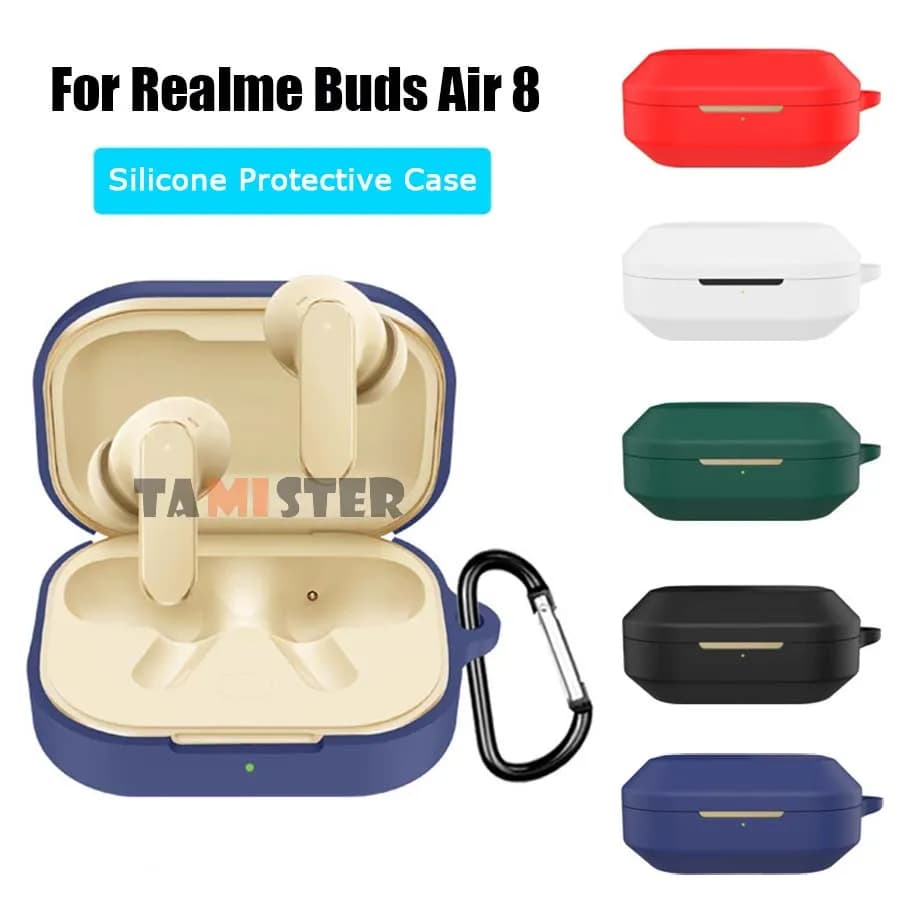 Silicone Protective Sleeve Case For Realme Buds Air 8 Wireless Earphones Cover Anti-scratch Shell Housing Protector With Hook