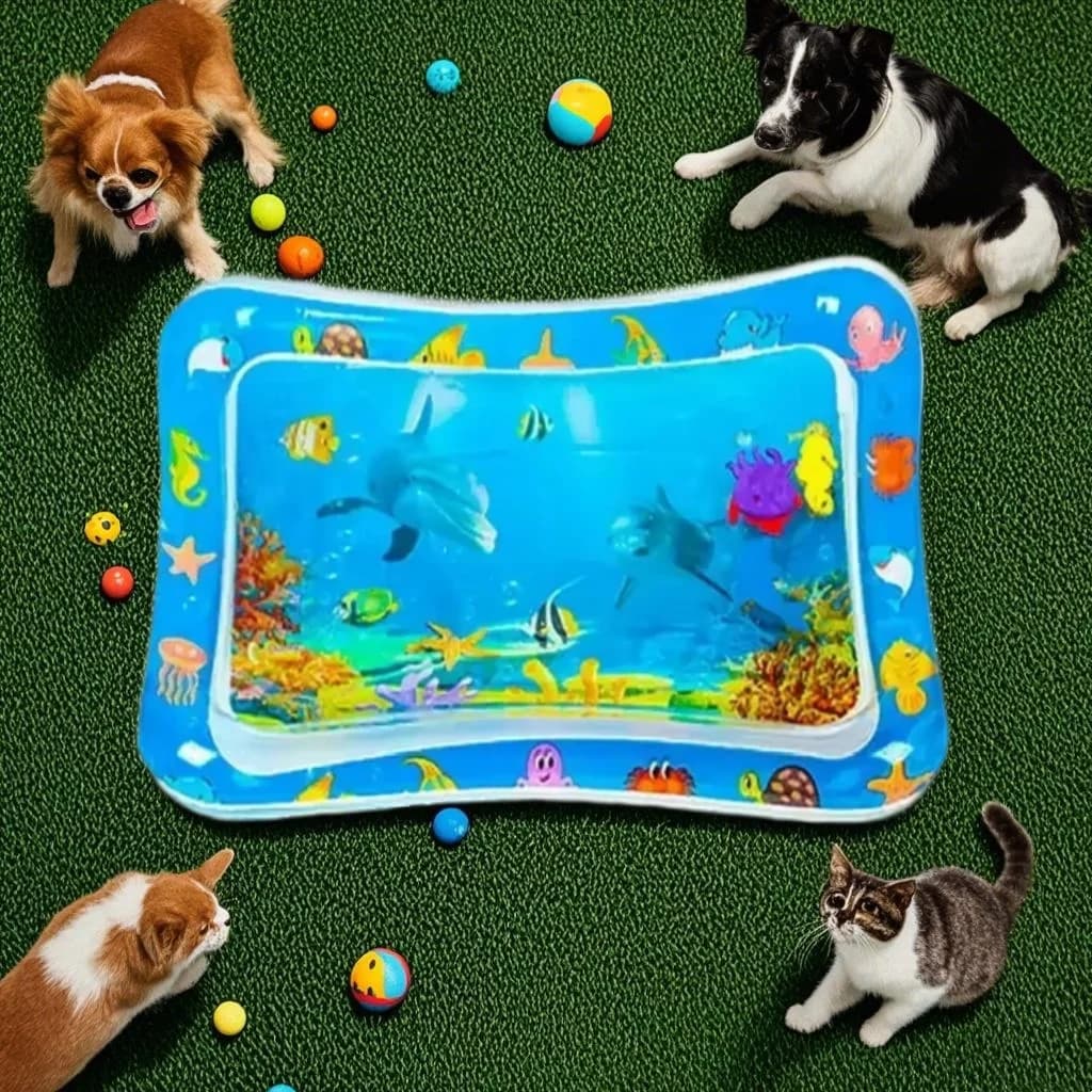 Tappetino per iniezione d'acqua di raffreddamento Tappetino per gatti addensato durevole Tappetino per spruzzi per animali domestici gonfiabile EasyClean Lettino per animali strisciante estivo per cani e gatti