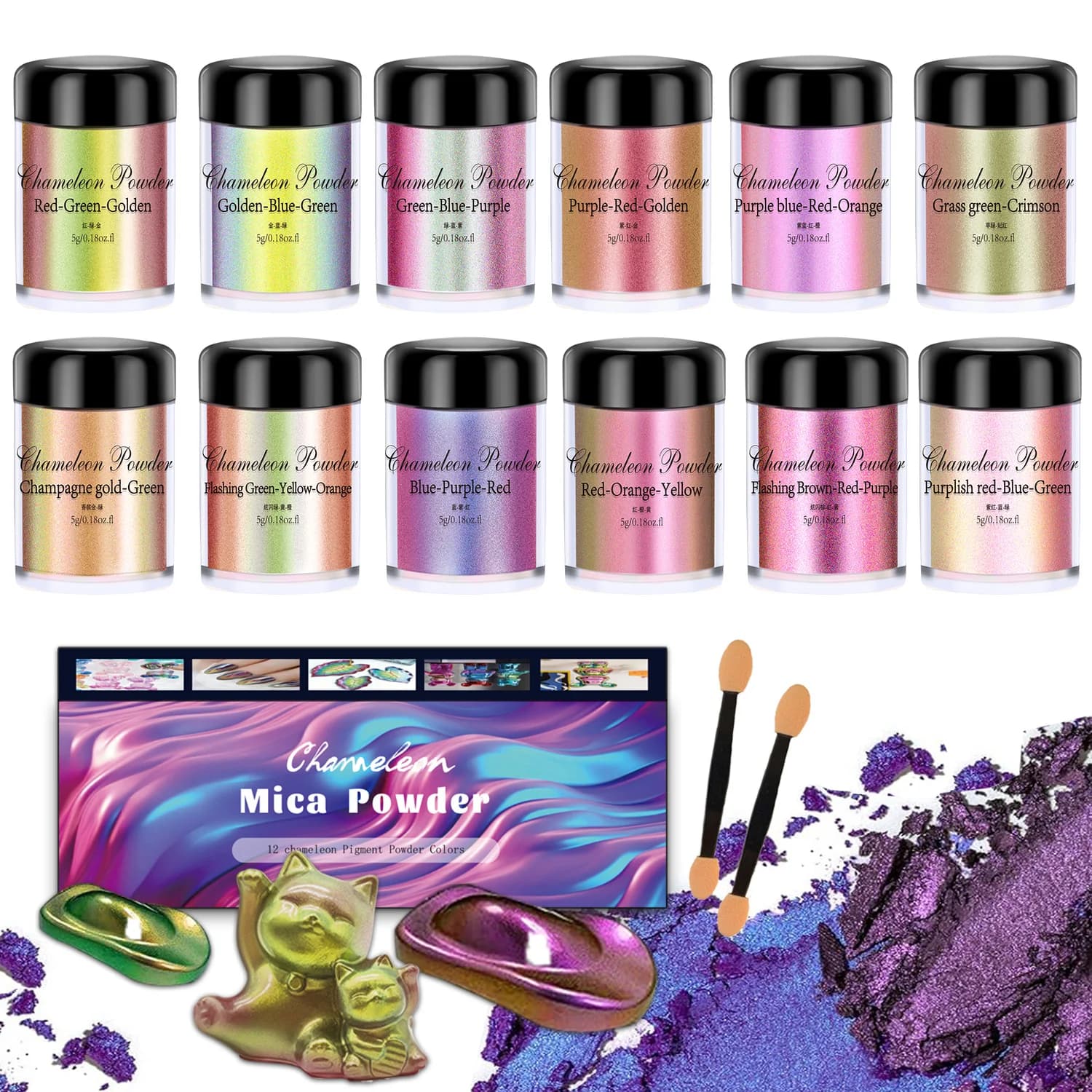 Chameleon Mirror Resin Pigment Glitter Magic Discolored Powder Perlescent DIY Nail Art Shade UV Resin Creation of Epoxy Jewelry