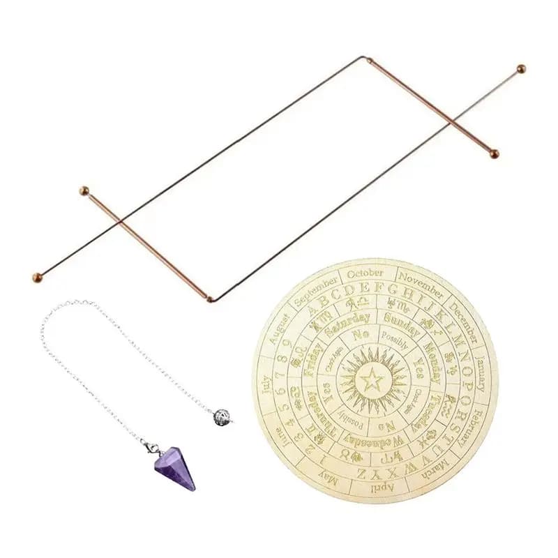 Set di aste per radiestesia BOFO Coppers con aste per divinazione + pendoli + tappetino per divinazione per la localizzazione di energia e la caccia ai fantasmi, con borsa per il trasporto